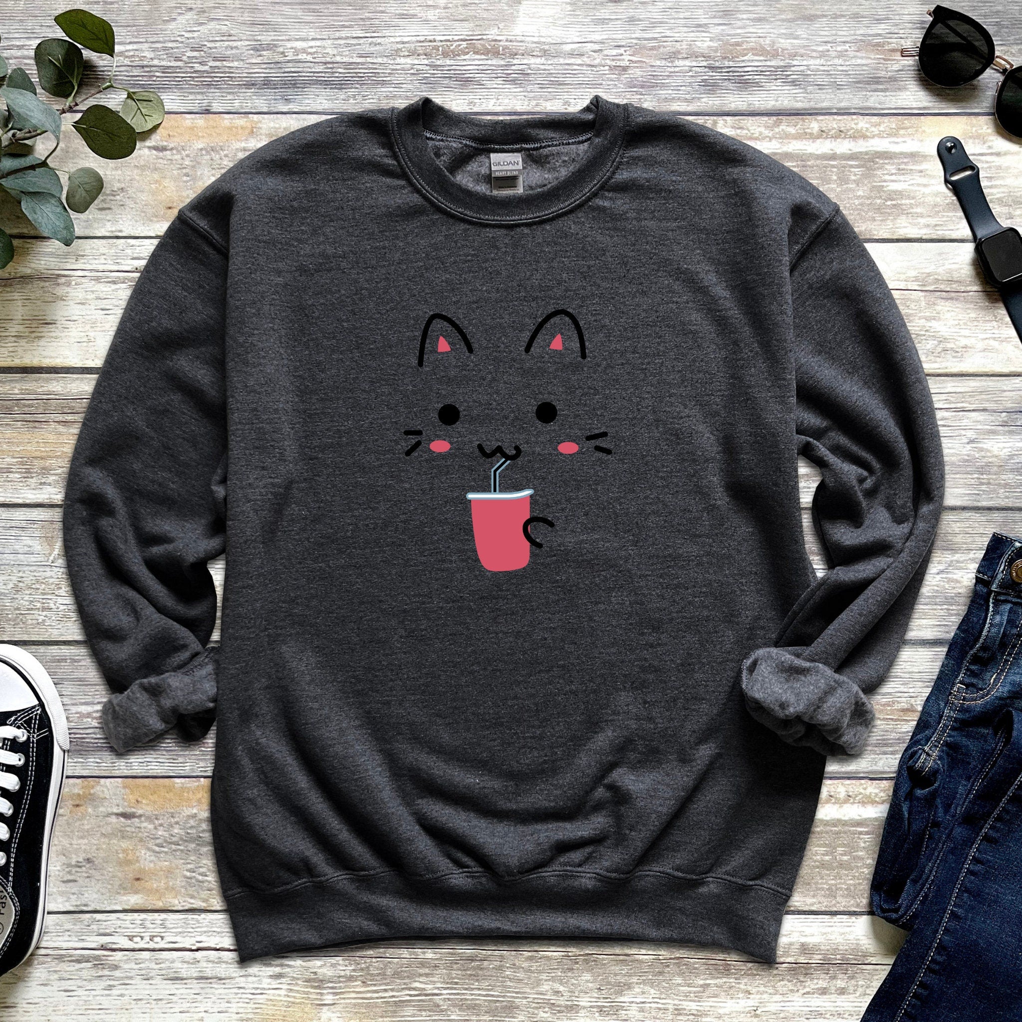 Cat Drinking Unisex Sweatshirt