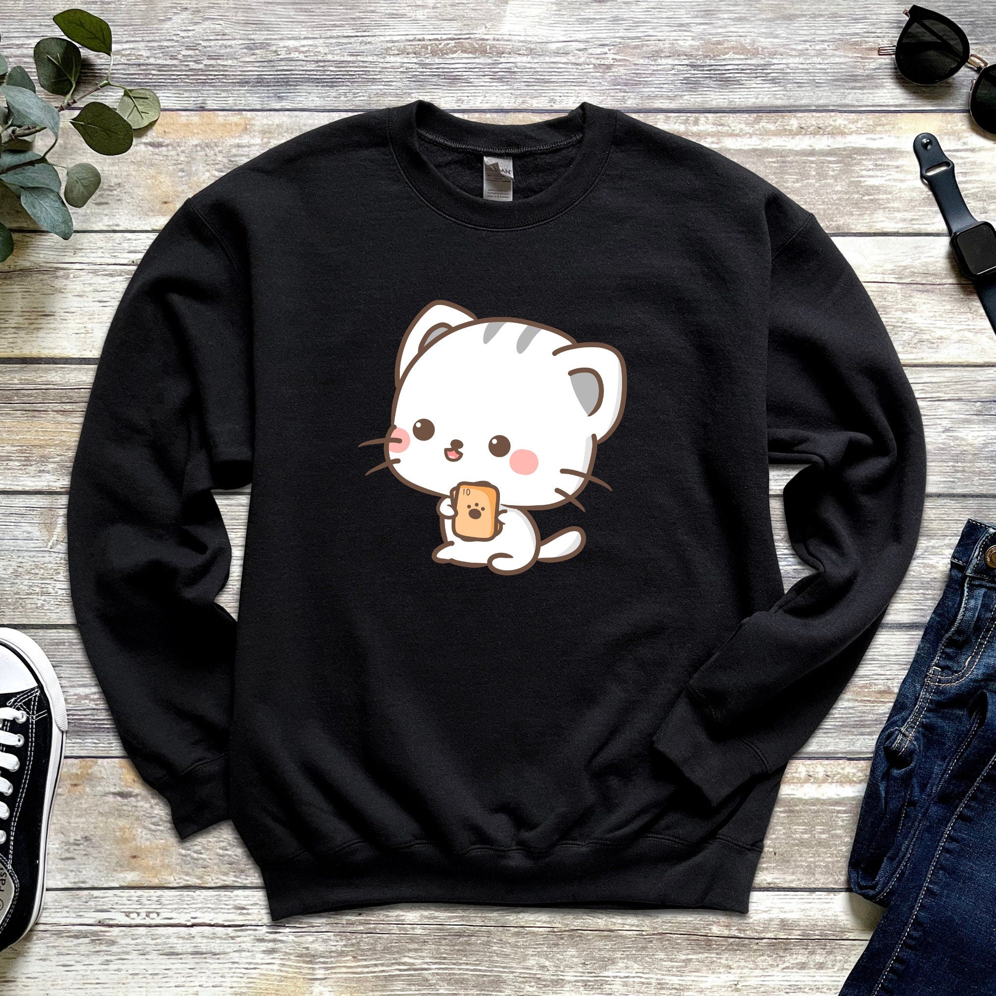 Kawaii Cat Card Game Sweatshirt