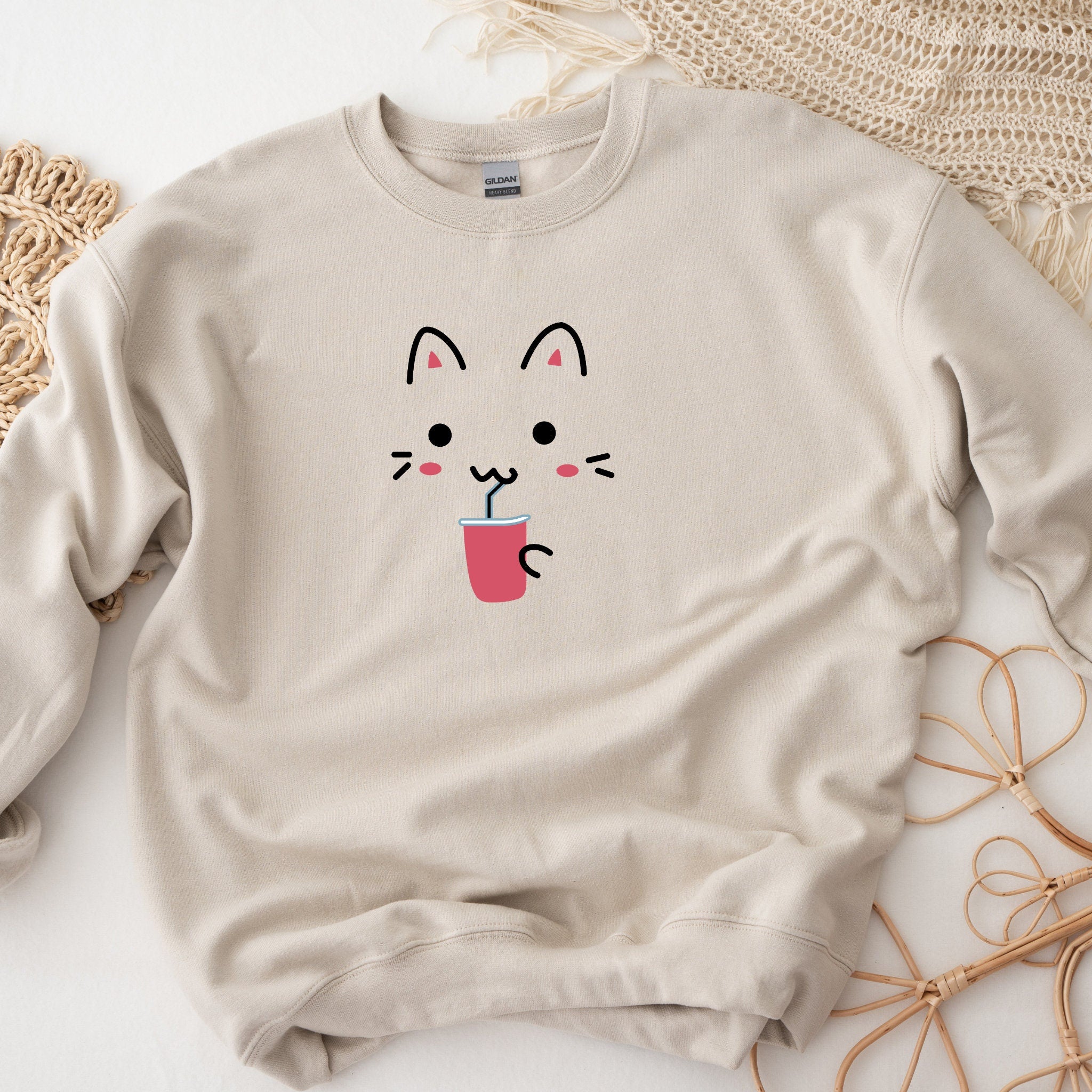 Cat Drinking Unisex Sweatshirt
