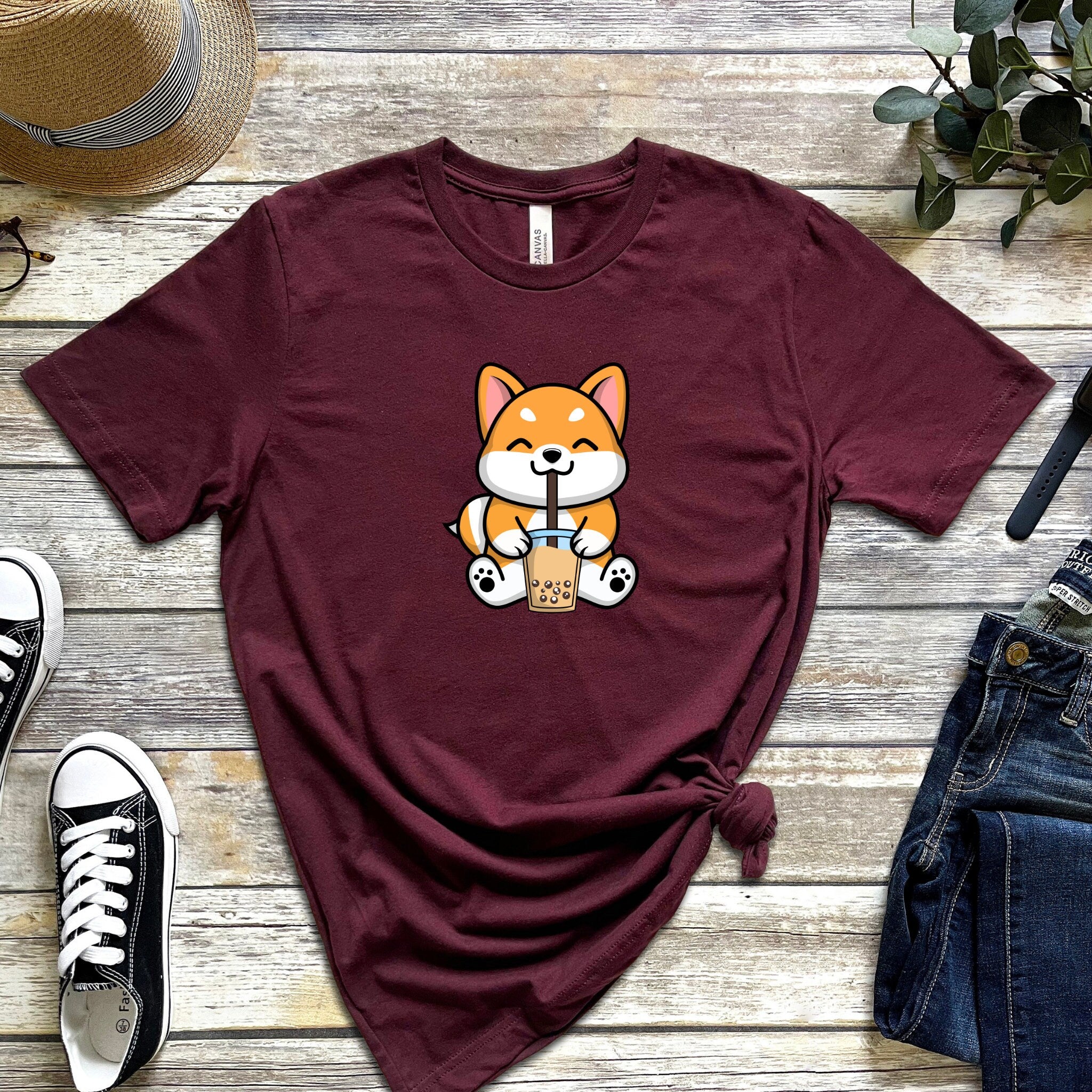 Puppy Drinking Boba Tea T-Shirt