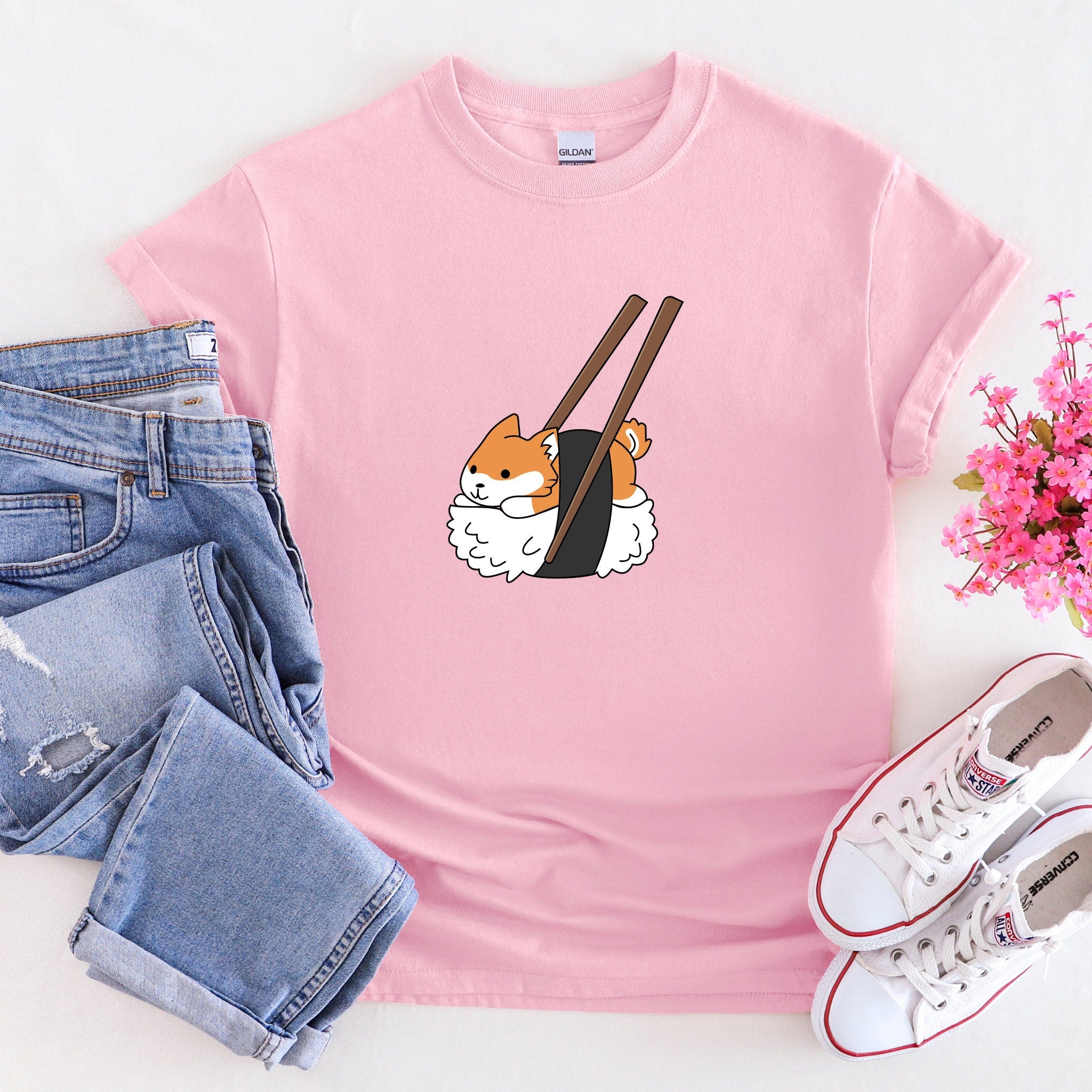 Shiba Inu Sushi with Chopsticks T-Shirt