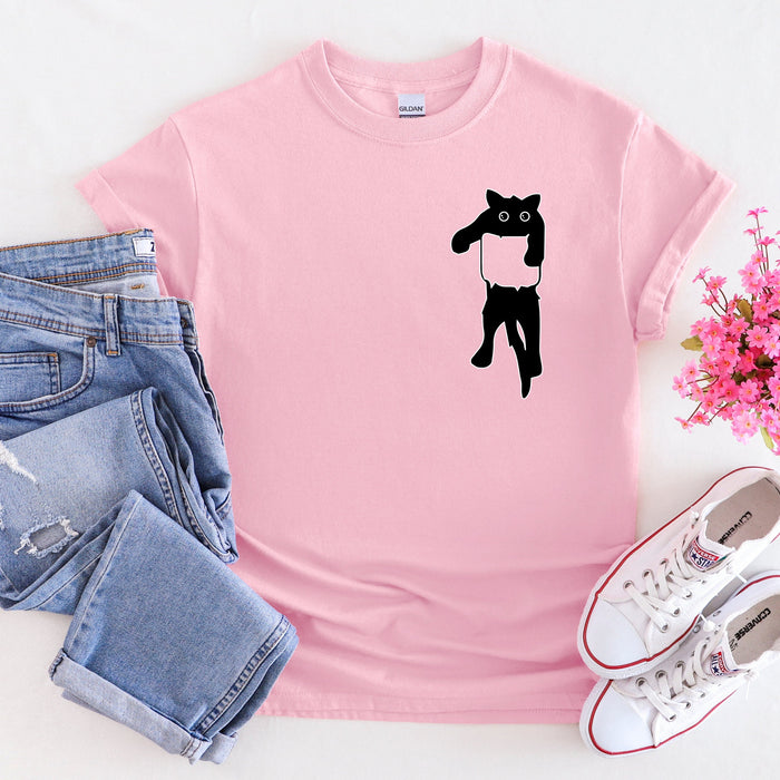 Black Cat in Pocket T-Shirt