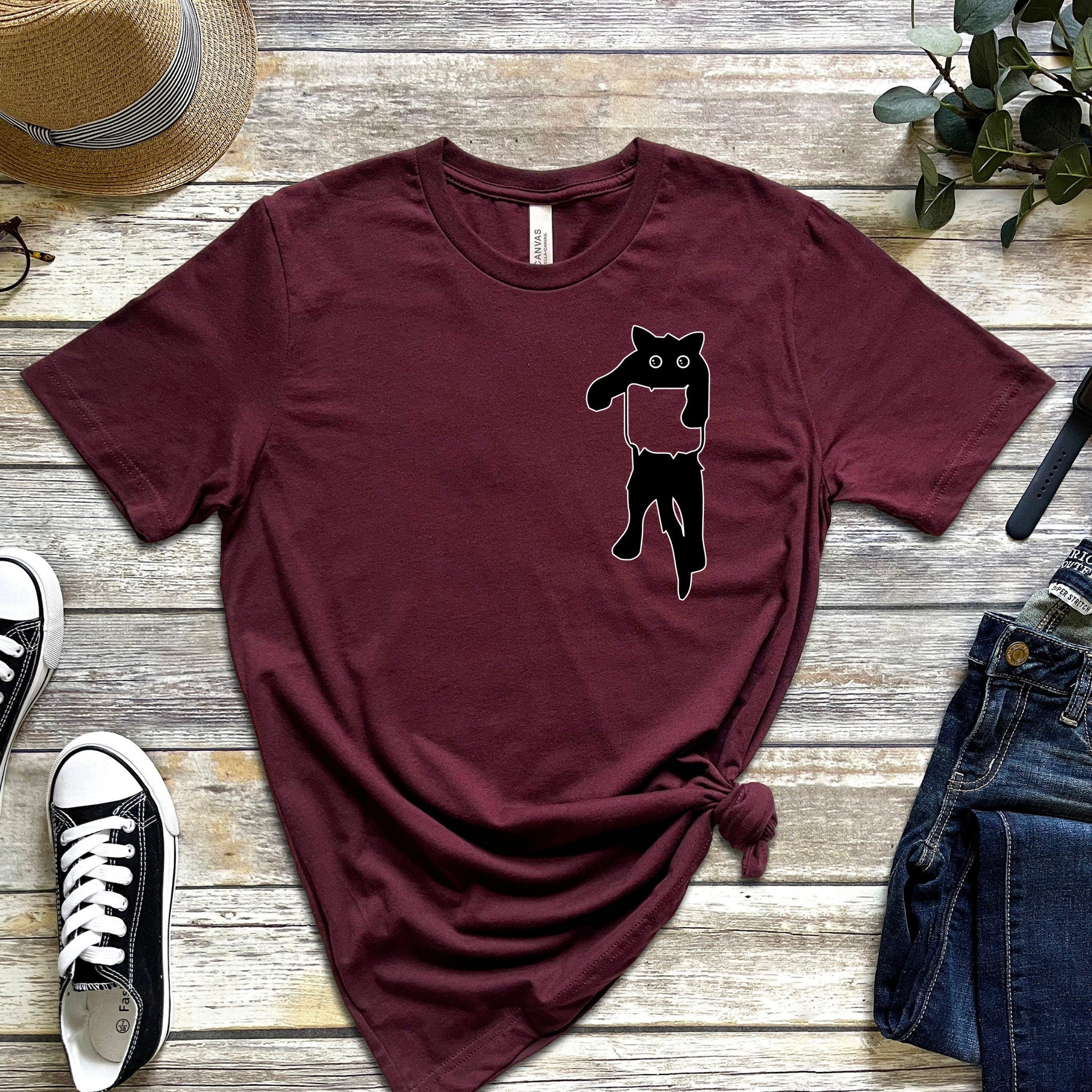 Black Cat in Pocket T-Shirt
