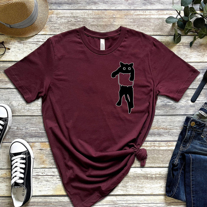 Black Cat in Pocket T-Shirt
