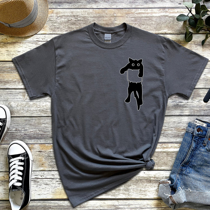 Black Cat in Pocket T-Shirt