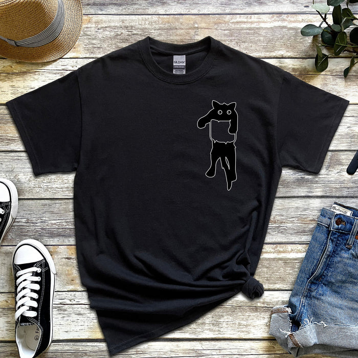 Black Cat in Pocket T-Shirt
