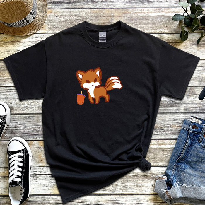 Fox Drinking Boba Tea T-Shirt