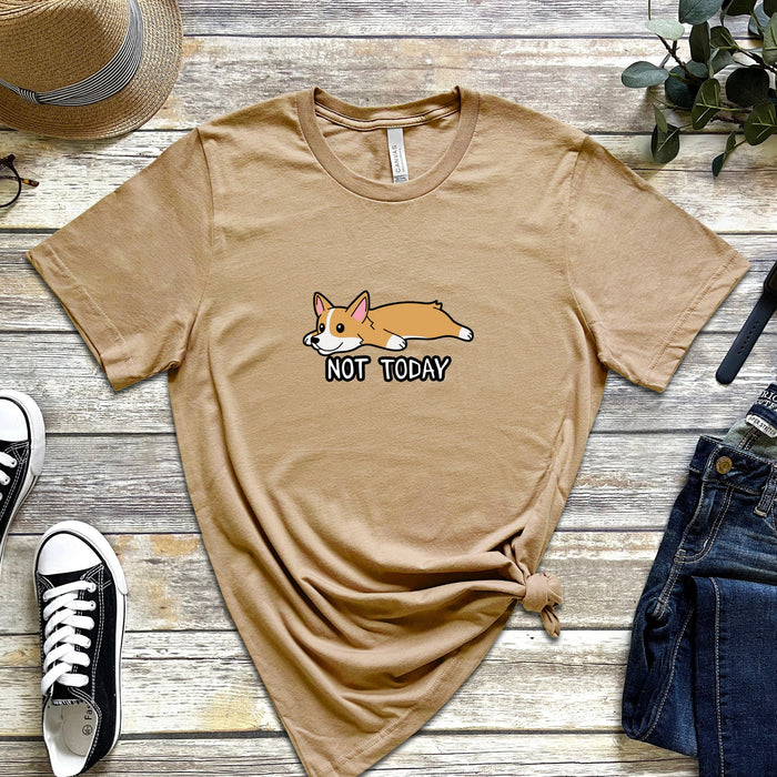 Not Today Tired Corgi T-Shirt | Not Today Funny Meme Shirt Japanese Streetwear Shiba Inu Corgi Puppy Anime Japan Cartoon Nap Snoozing