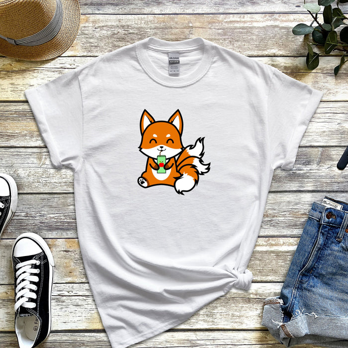 3-Tailed Fox Drinking Boba Tea T-Shirt