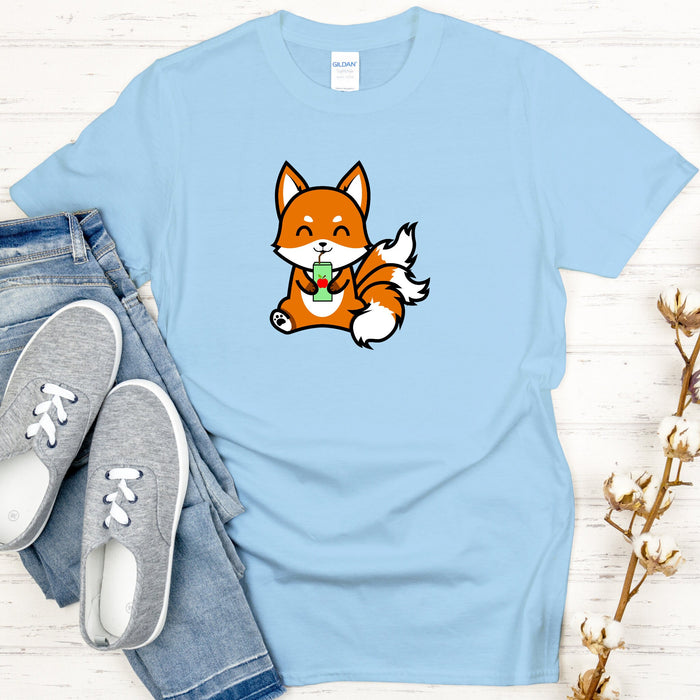 3-Tailed Fox Drinking Boba Tea T-Shirt