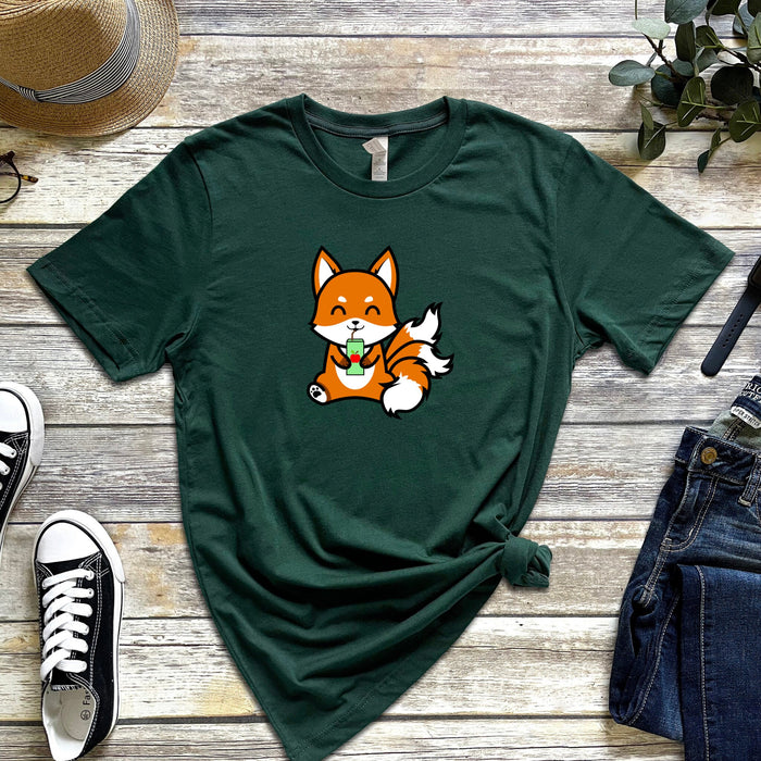 3-Tailed Fox Drinking Boba Tea T-Shirt