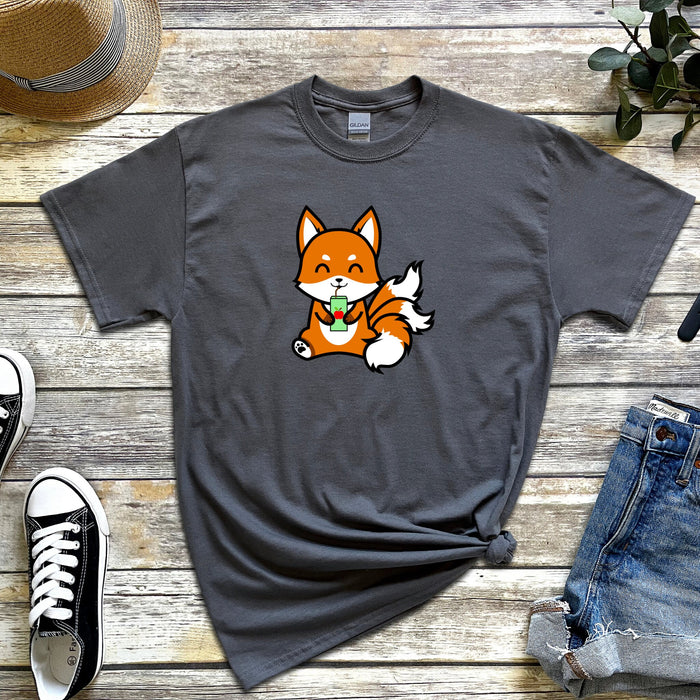 3-Tailed Fox Drinking Boba Tea T-Shirt