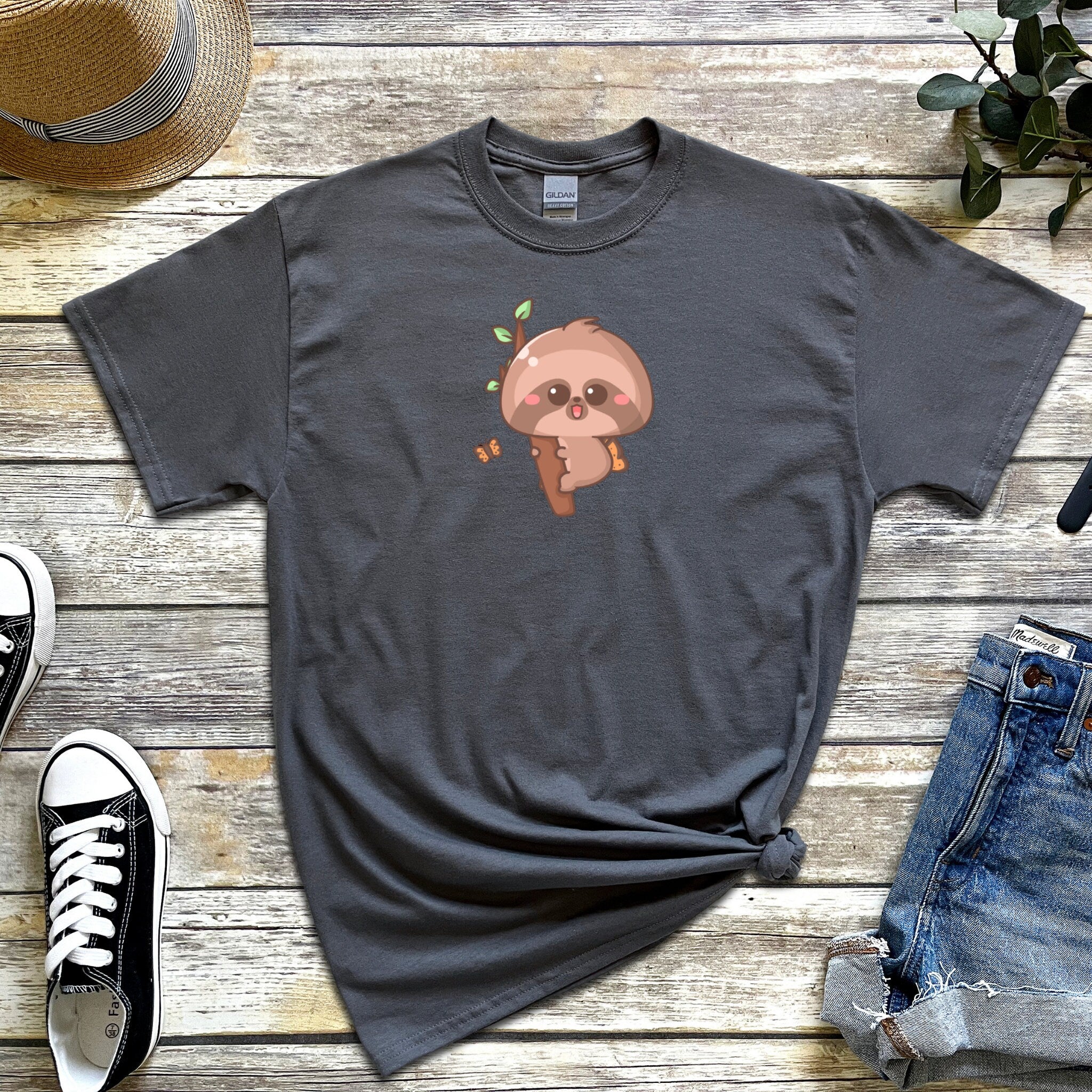 Baby Sloth Climbing Tree Branch T-Shirt