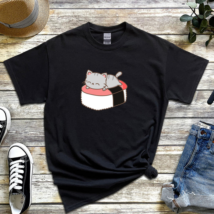 Grey Kitten on Sushi Bed T-Shirt