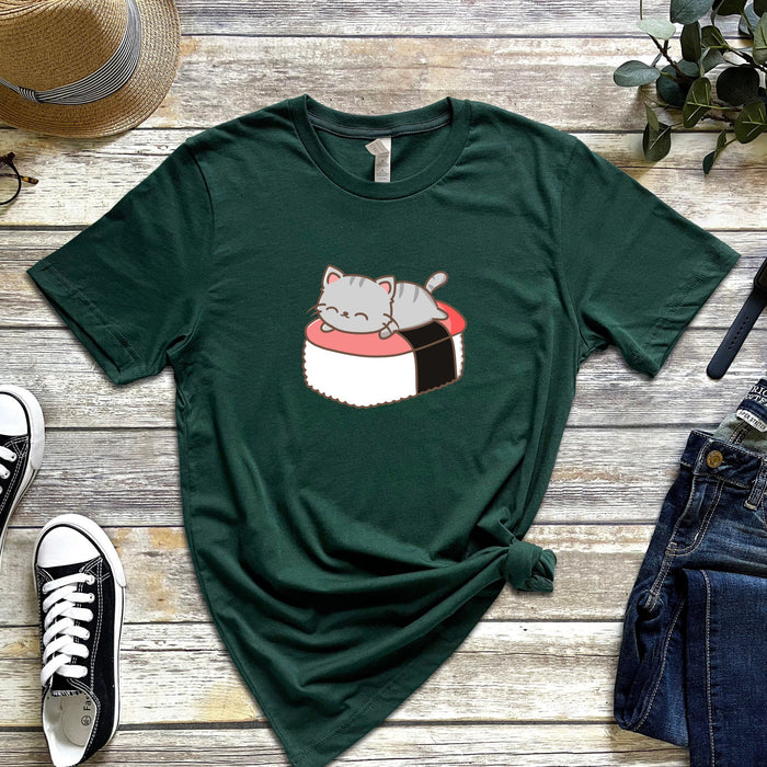 Grey Kitten on Sushi Bed T-Shirt