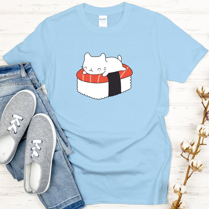 White Kitten on Sushi Bed T-Shirt