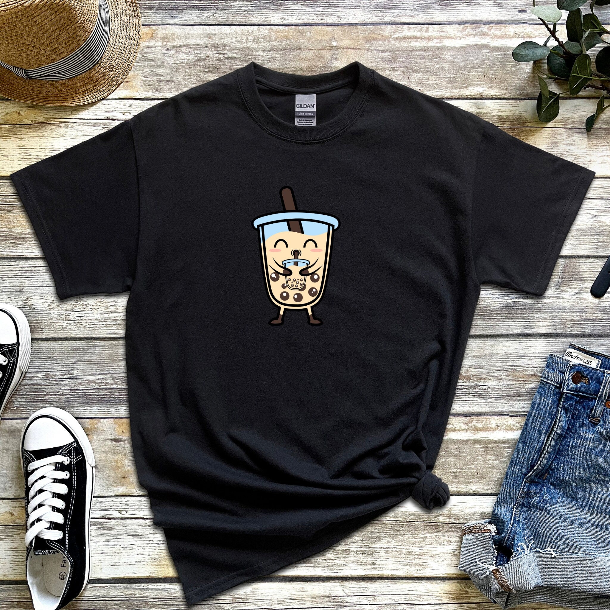 Boba Character Drinking Boba Tea T-Shirt