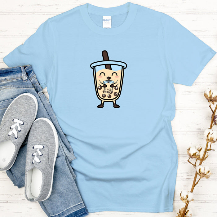 Boba Character Drinking Boba Tea T-Shirt