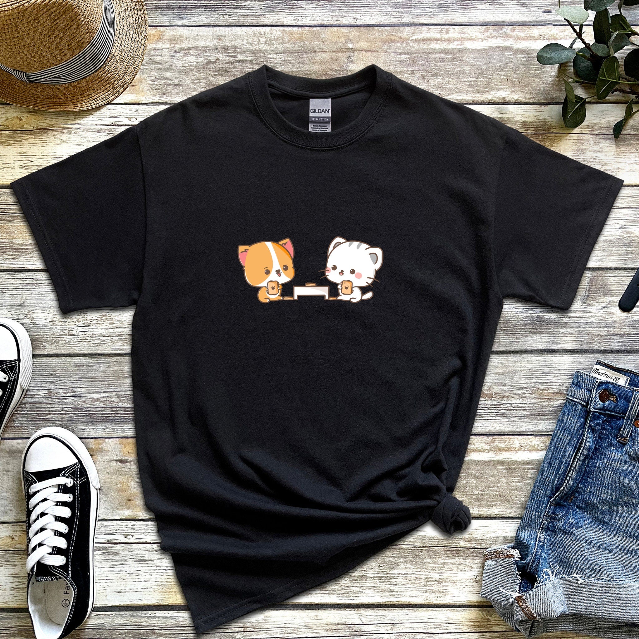 Cat and Dog Playing Cards T-Shirt