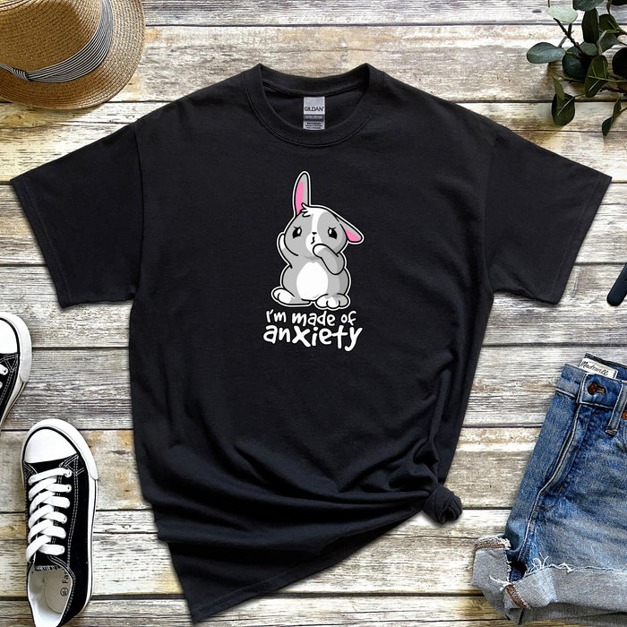 I'm Made of Anxiety Bunny Rabbit T-Shirt | Funny Japanese Streetwear Apparel Bugs Bunny Animated Chibi Cartoon Anime Bunny Ears T074