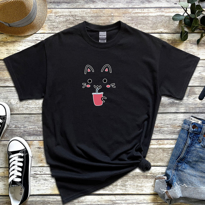 Kitten Drinking Boba Tea T-Shirt