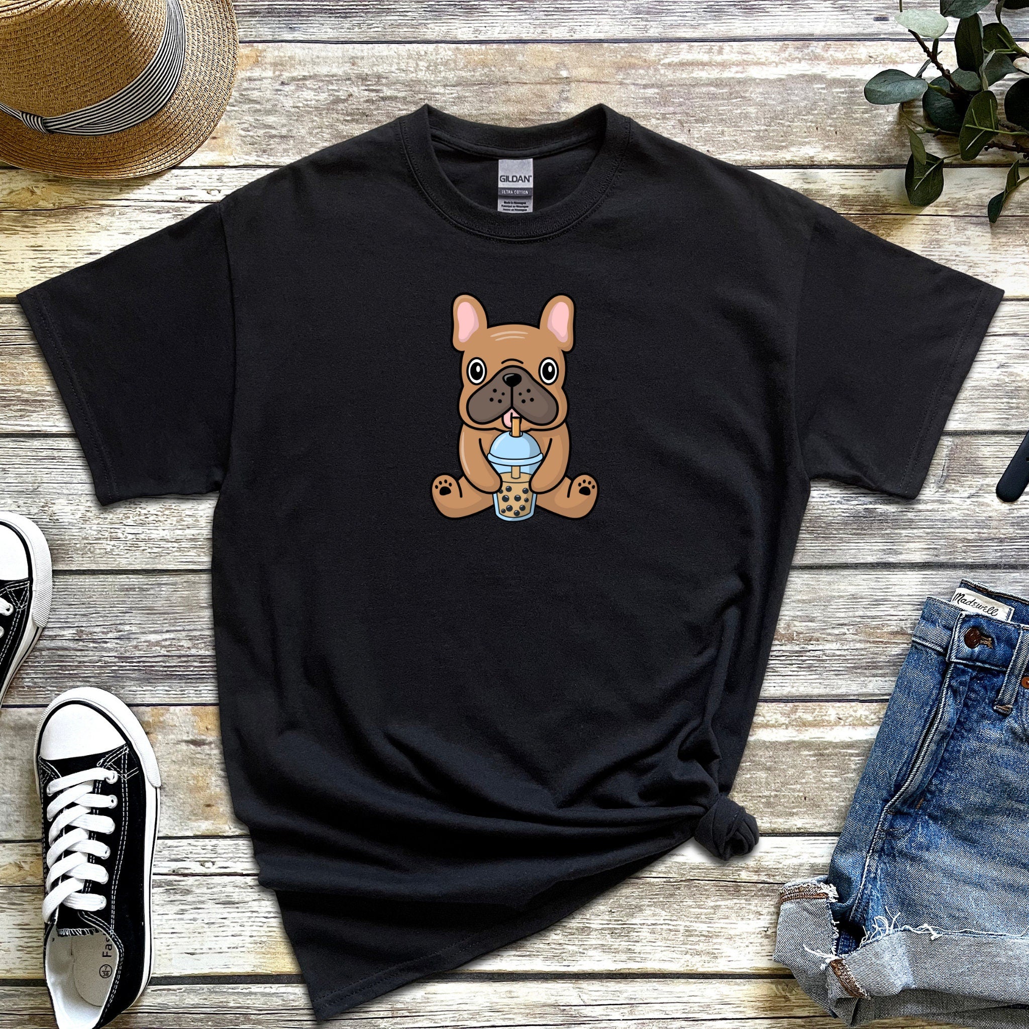French Bulldog Drinking Boba T-Shirt