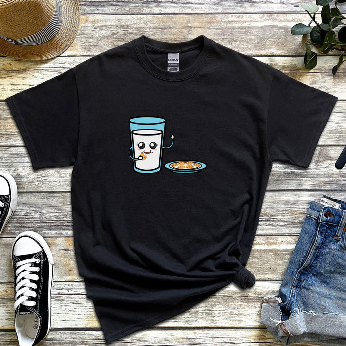 Glass of Milk Eating Cookie T-Shirt