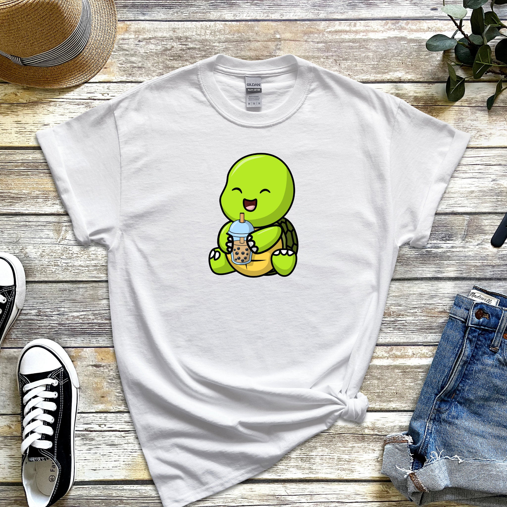 Baby Turtle Drinking Boba Tea T-Shirt