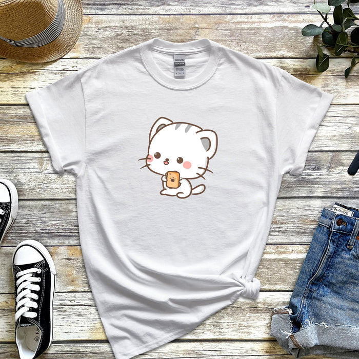 Cat Playing Cards T-Shirt | Funny Adorable Japanese Streetwear Chibi Harajuku Cat Neko Nyan Ace Hearts Board Games Uno