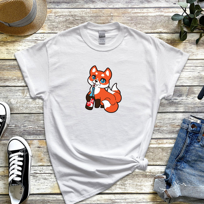 Fox Drinking Soda T-Shirt