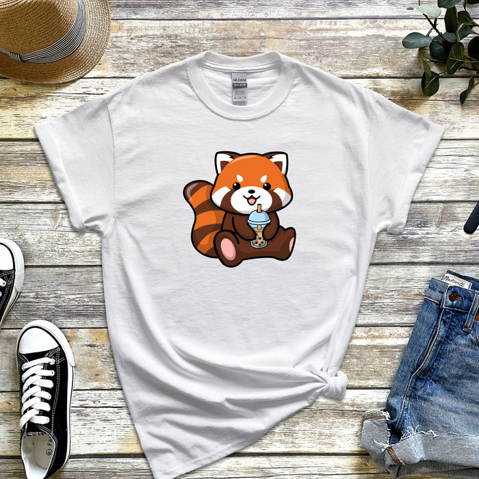 Red Panda Drinking Boba Tea T-Shirt