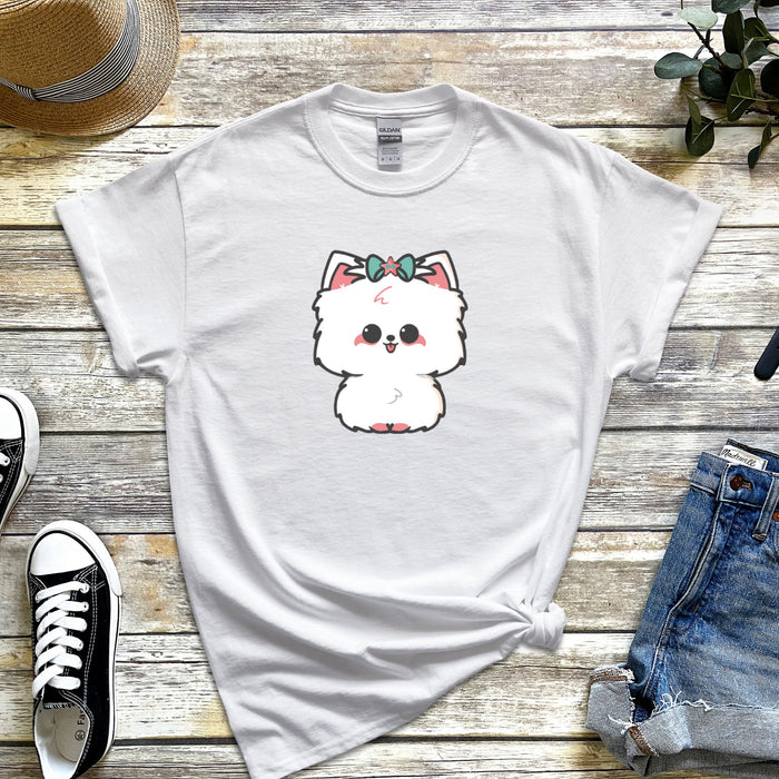 White Puppy with Bow T-Shirt