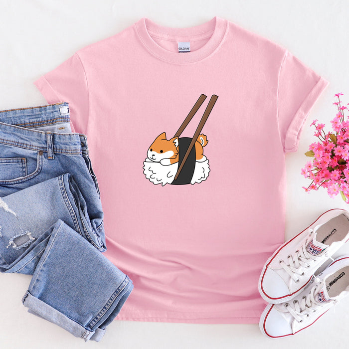 Shiba Inu Sushi with Chopsticks T-Shirt