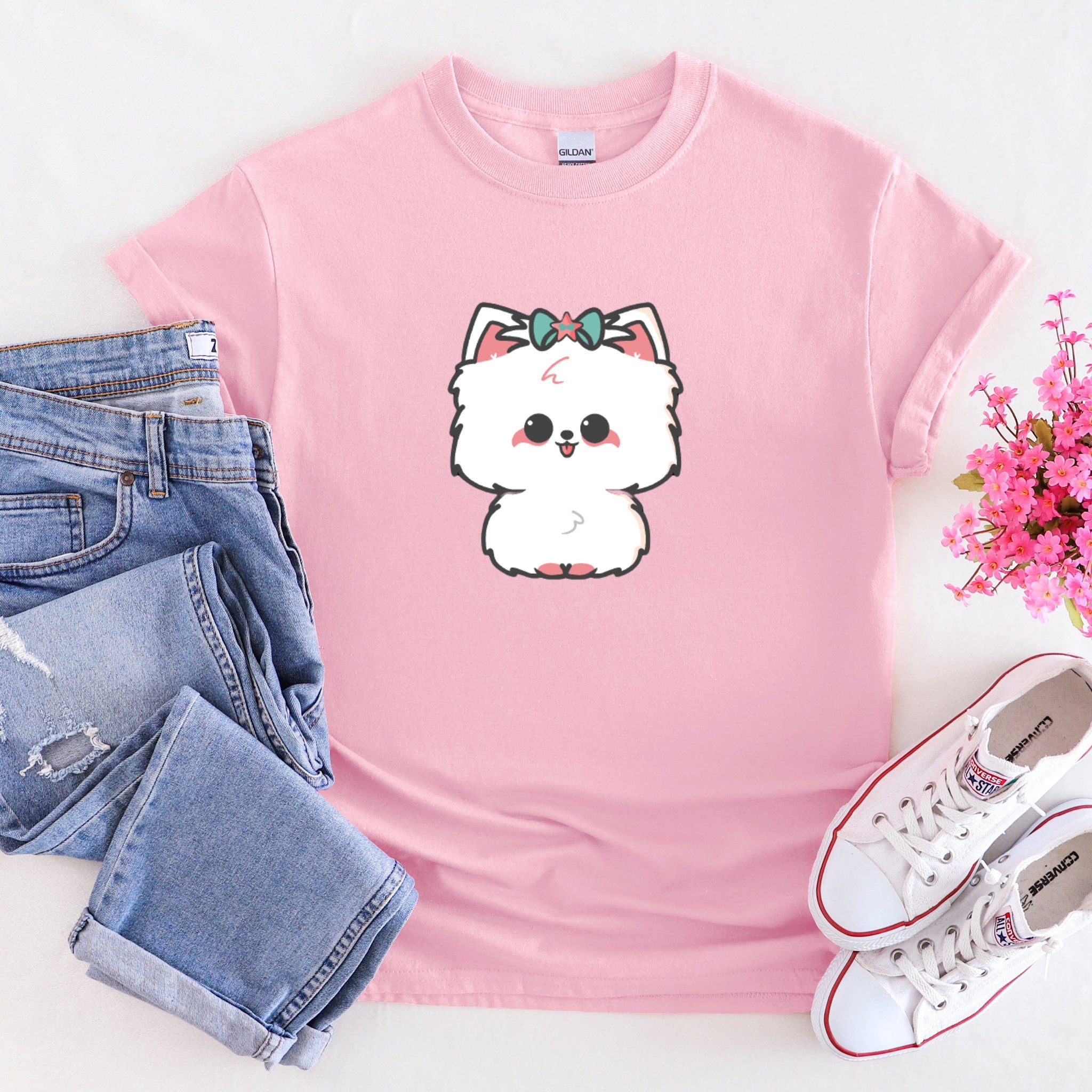 White Puppy with Bow T-Shirt