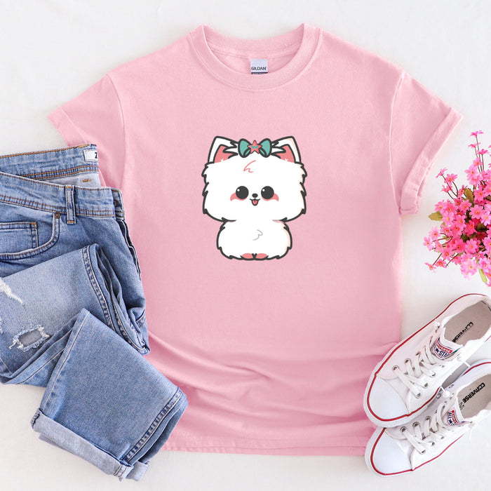 White Puppy with Bow T-Shirt