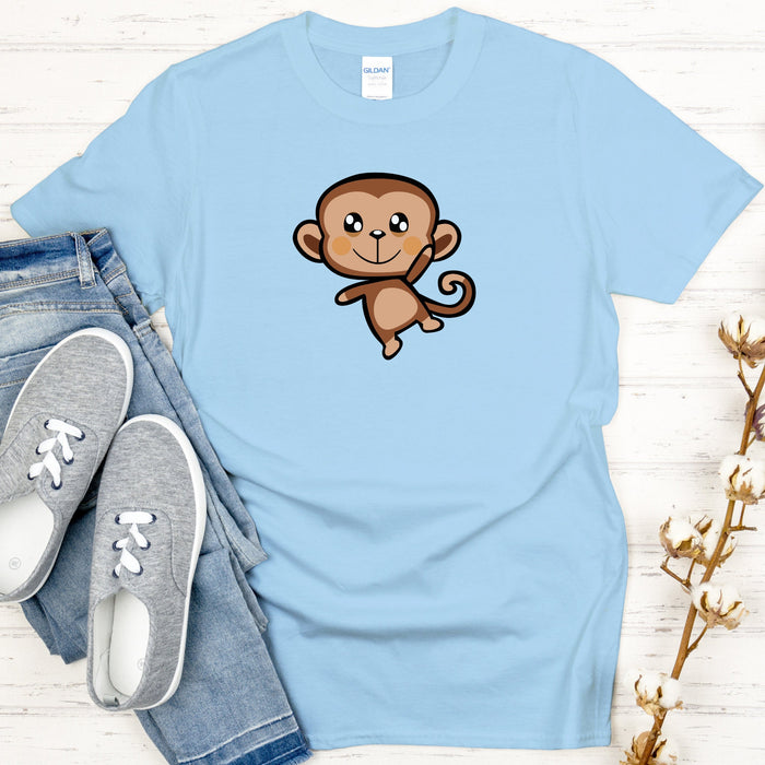 Dancing Monkey T-Shirt | Happy Funny Anime Chibi Cartoon Japanese Streetwear Apparel Harajuku Apes Dance Cheering Animal Meme Boba