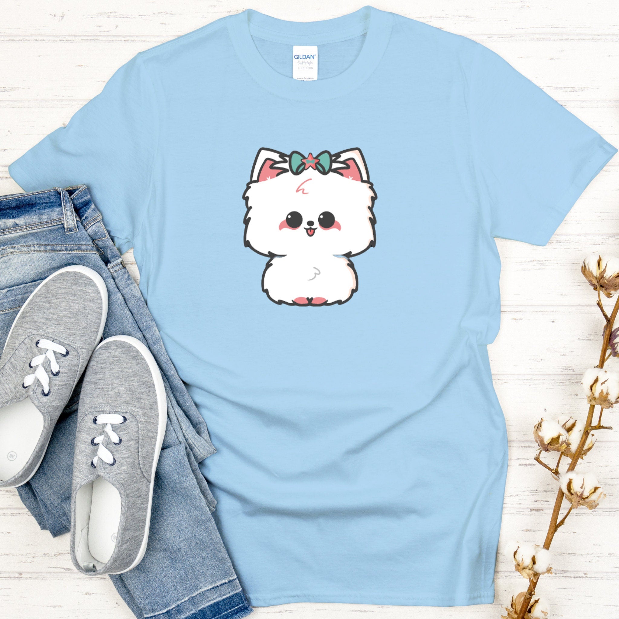 White Puppy with Bow T-Shirt