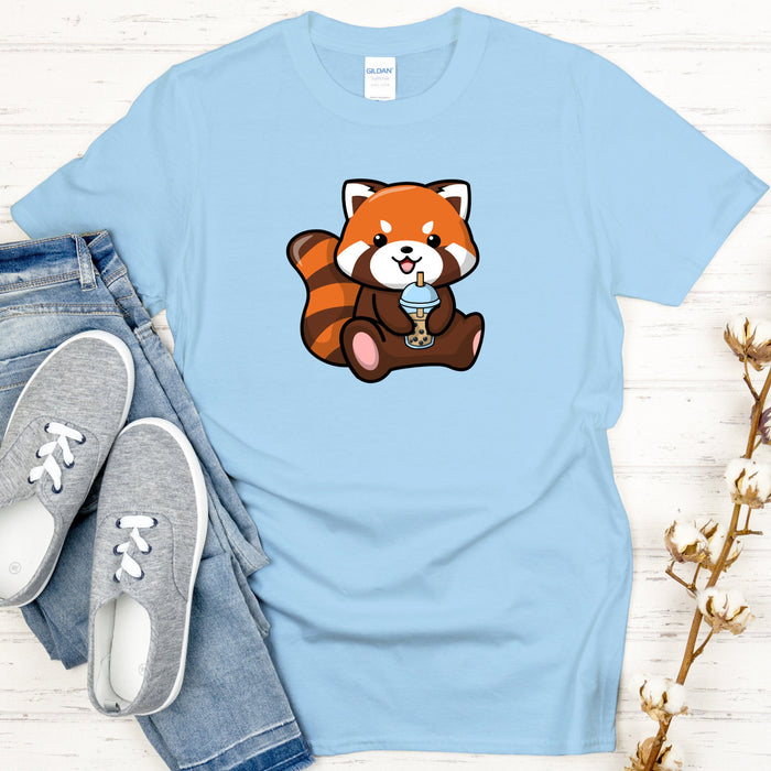 Red Panda Drinking Boba Tea T-Shirt