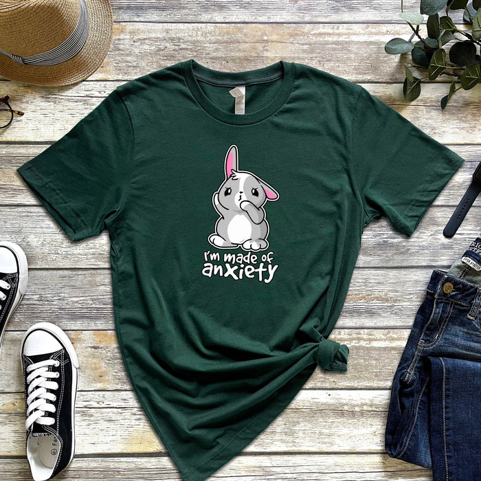 I'm Made of Anxiety Bunny Rabbit T-Shirt | Funny Japanese Streetwear Apparel Bugs Bunny Animated Chibi Cartoon Anime Bunny Ears T074