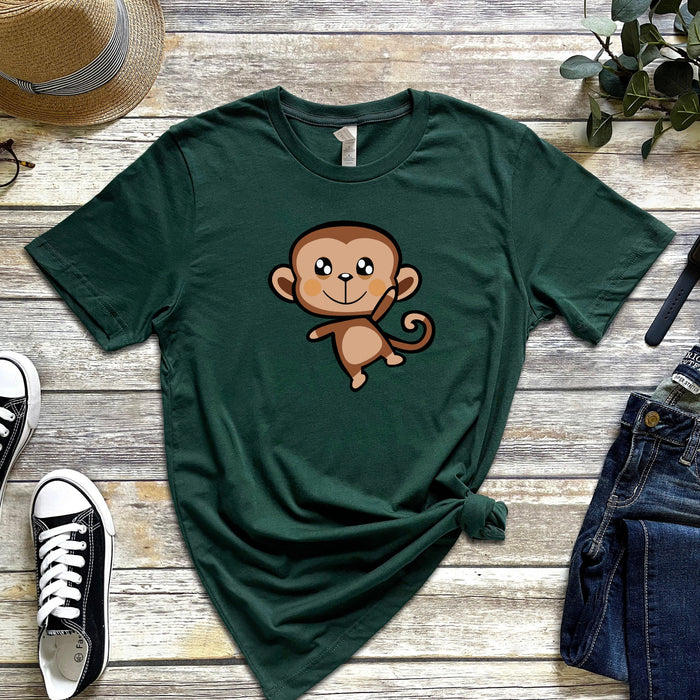 Dancing Monkey T-Shirt | Happy Funny Anime Chibi Cartoon Japanese Streetwear Apparel Harajuku Apes Dance Cheering Animal Meme Boba