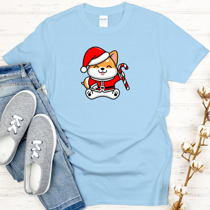 Santa Puppy with Candy Cane T-Shirt