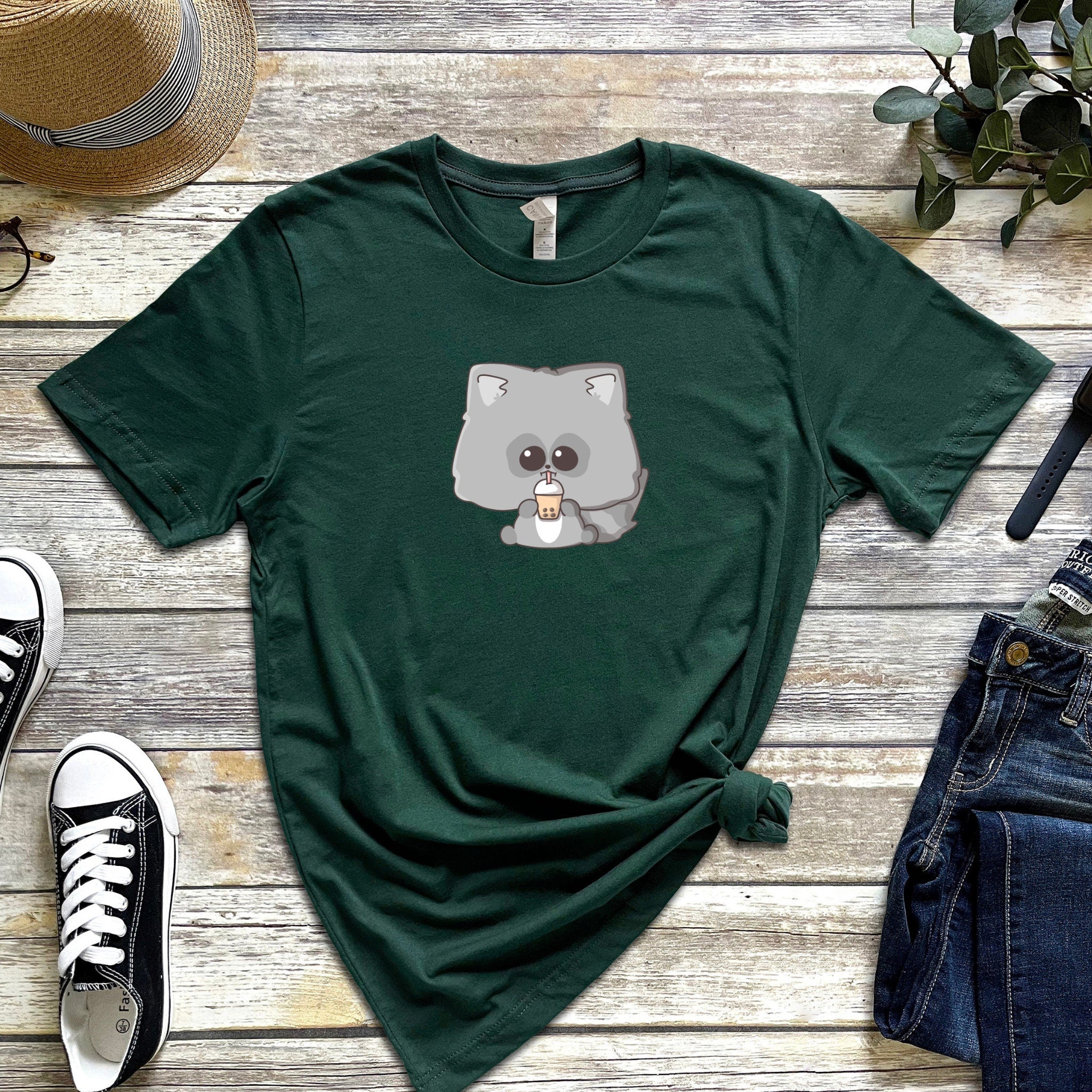 Raccoon Drinking Boba Tea T-Shirt
