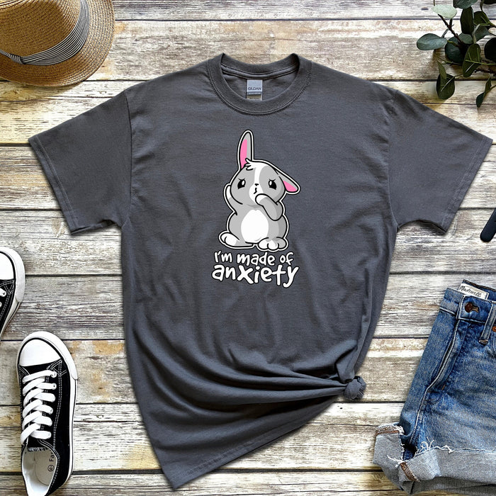 I'm Made of Anxiety Bunny Rabbit T-Shirt | Funny Japanese Streetwear Apparel Bugs Bunny Animated Chibi Cartoon Anime Bunny Ears T074