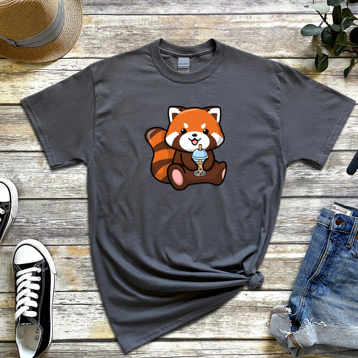 Red Panda Drinking Boba Tea T-Shirt