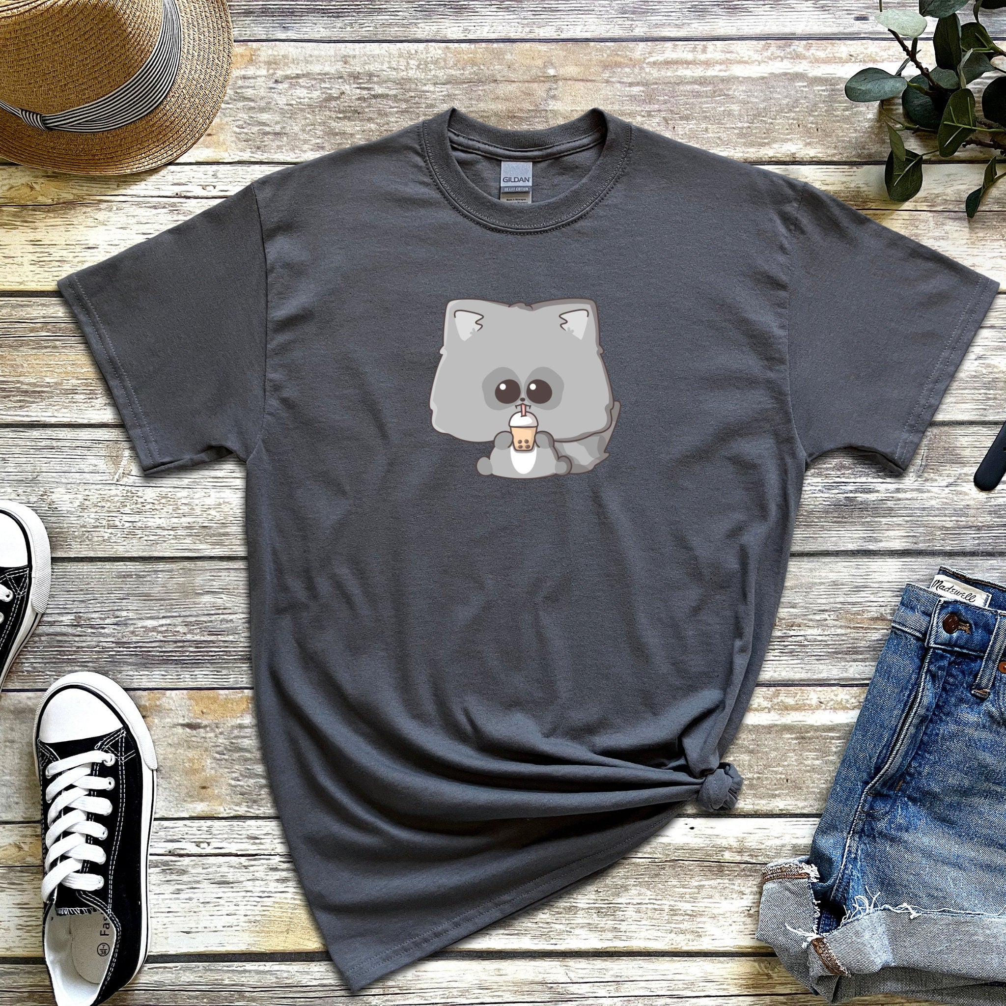 Raccoon Drinking Boba Tea T-Shirt