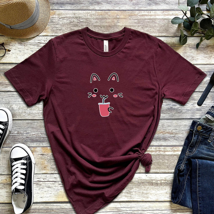 Kitten Drinking Boba Tea T-Shirt