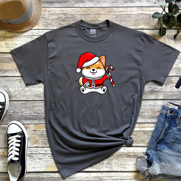 Santa Puppy with Candy Cane T-Shirt