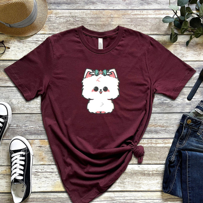 White Puppy with Bow T-Shirt