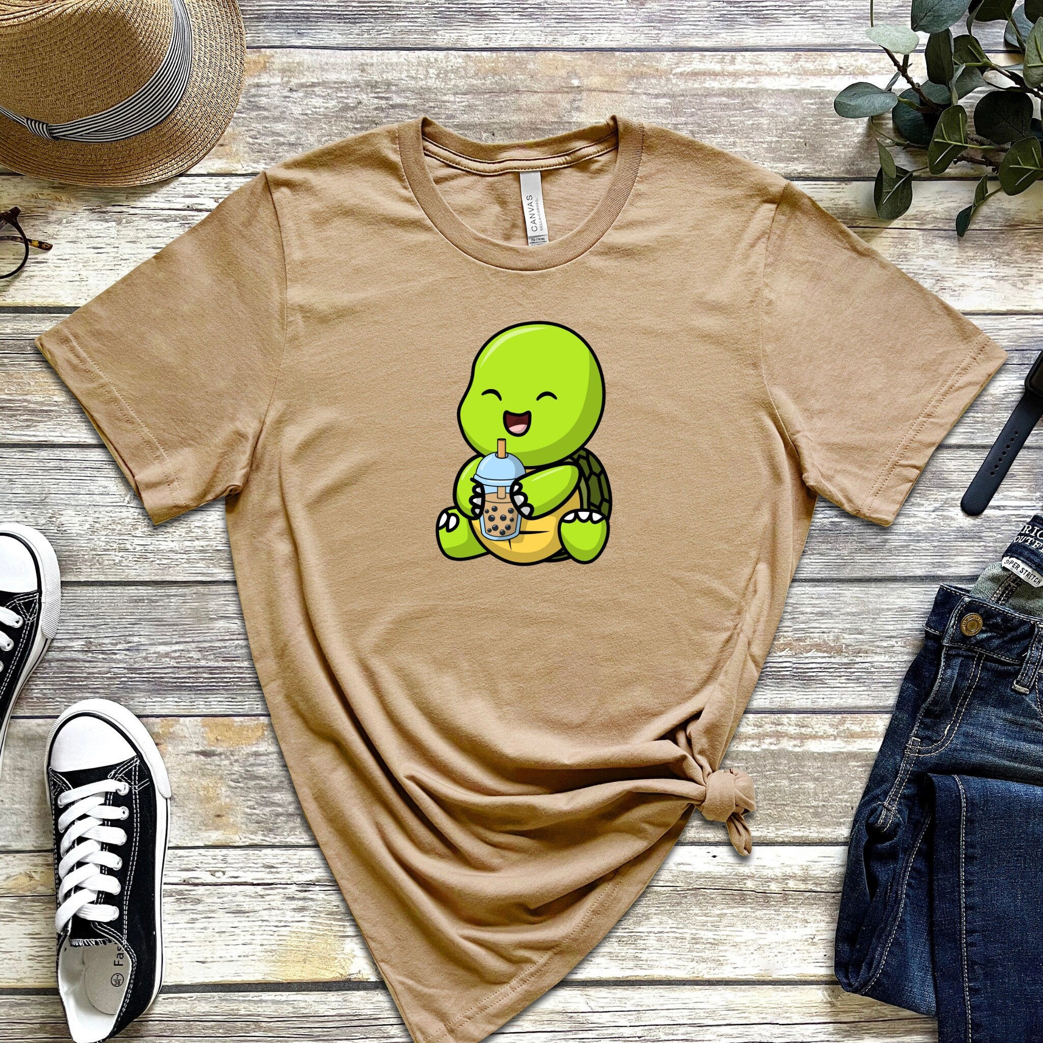 Baby Turtle Drinking Boba Tea T-Shirt
