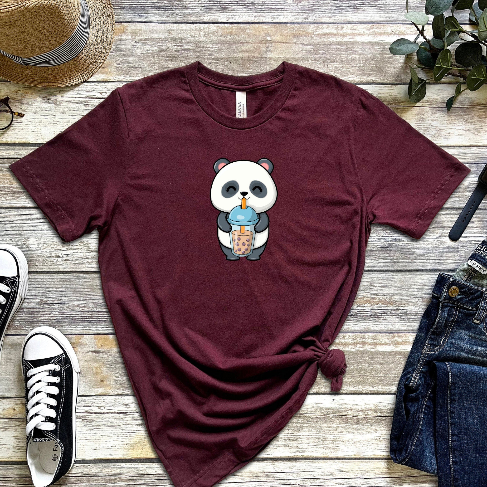 Panda Drinking Boba Tea T-Shirt
